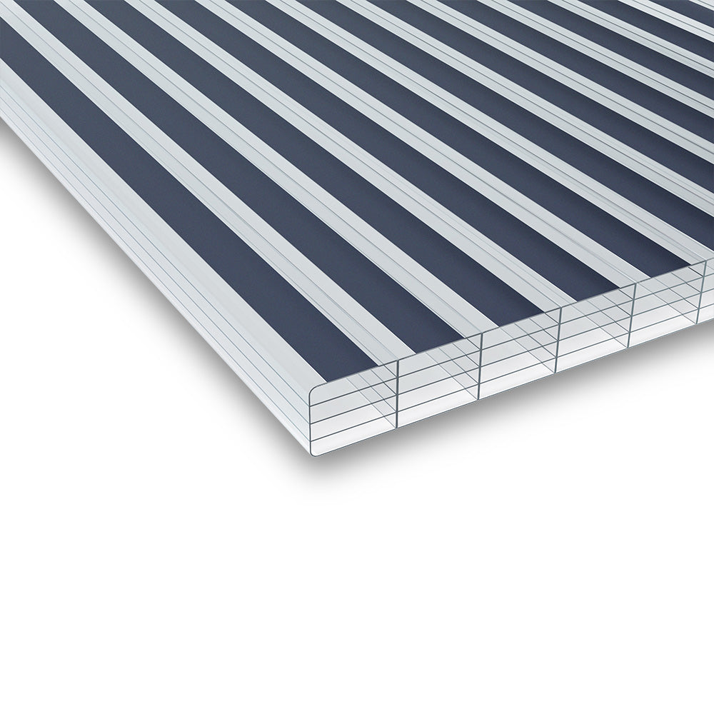 Polycarbonat Doppelstegplatten 16 mm gestreift klar/anthrazit